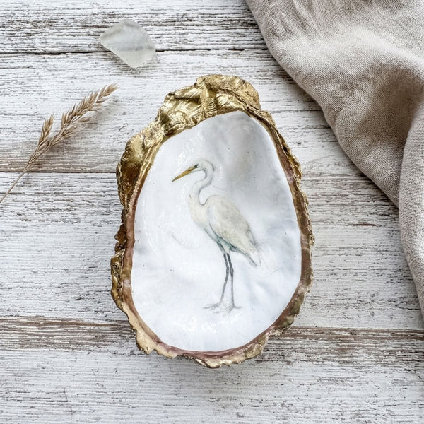 Egret Oyster Shell Jewelry Dish