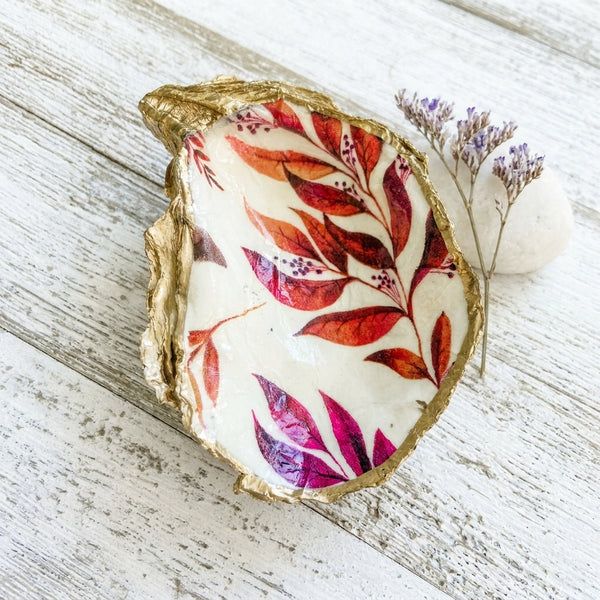 Autumn Leaves Oyster Shell Ring Dish