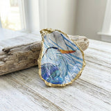 Great Blue Heron Oyster Shell Jewelry Dish