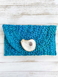Multi-Colored Oyster Shell Clutch - Blue image