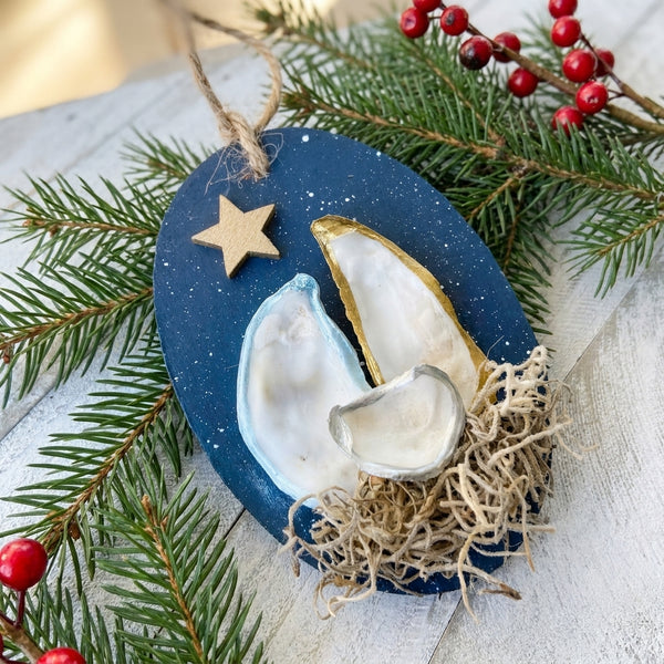 Oyster Shell Nativity Ornament