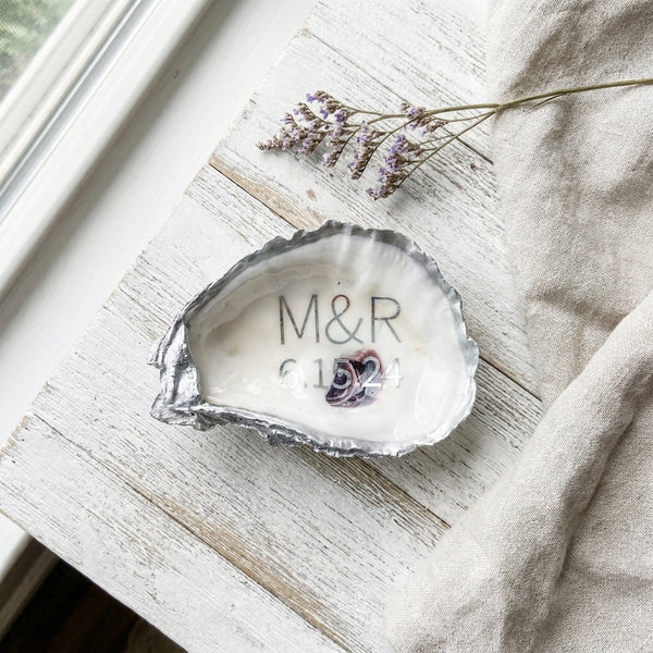 Personalized Wedding Oyster Shell Ring Dish