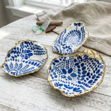 Blue and White Oyster Shell Jewelry Dish