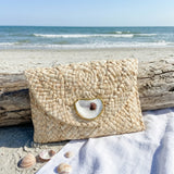 Beige Oyster Shell Clutch