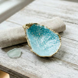 Aqua Polka Dot Oyster Shell Jewelry Dish