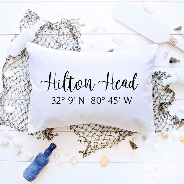 Hilton Head GPS Coordinates Pillow Cover image 1