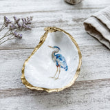 Blue Heron Oyster Shell Jewelry Dish