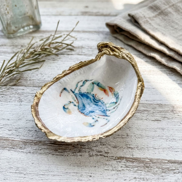 Blue Crab Oyster Shell Jewelry Dish