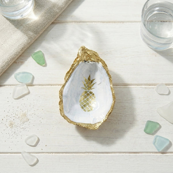 Golden Pineapple Oyster Shell Jewelry Dish