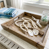 Oyster Shell Wooden Bead Garland with Tassels