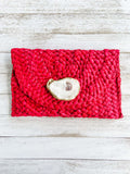 Multi-Colored Oyster Shell Clutch - Red image