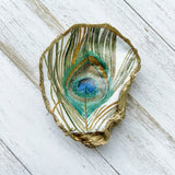 Peacock Feather Oyster Shell Jewelry Dish