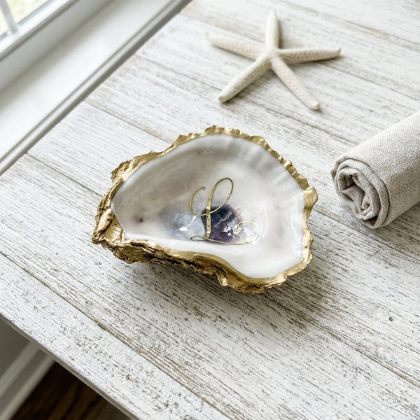 Monogrammed Oyster Shell Jewelry Dish