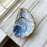 Great Blue Heron Oyster Shell Jewelry Dish