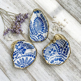 Blue and White Oyster Shell Jewelry Dish