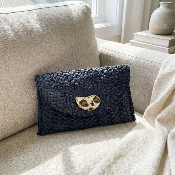 Leopard Print Oyster Shell Clutch