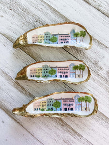 Rainbow Row Decoupaged Oyster Shell image 1