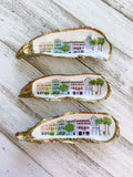 Rainbow Row Decoupaged Oyster Shell image 1