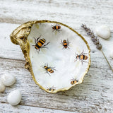 Honey Bee Oyster Shell Jewelry Dish