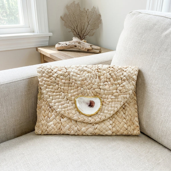 Beige Oyster Shell Clutch