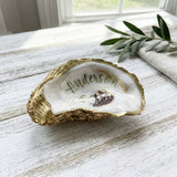 Personalized Oyster Shell Jewelry Dish with Last Name & Wedding Date