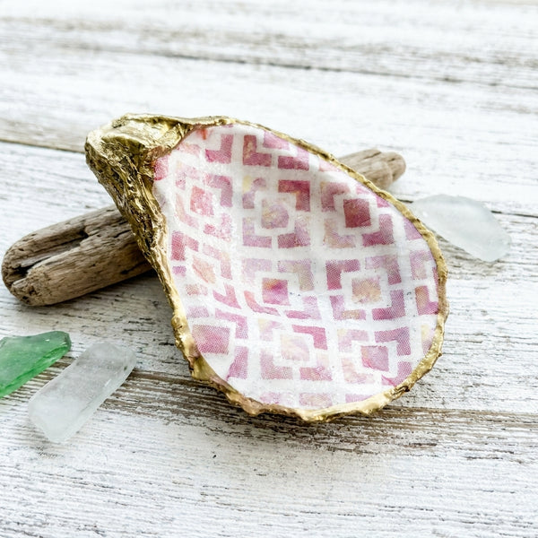 Pink Tiles Oyster Shell Jewelry Dish