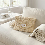 Beige Oyster Shell Clutch