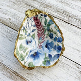 Indigo Floral Oyster Shell Ring Dish