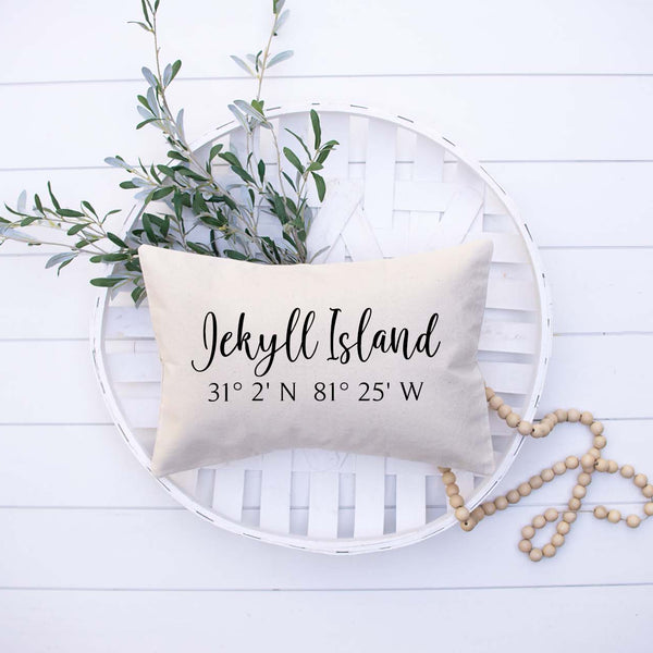 Jekyll Island GPS Coordinates Pillow Cover image 1