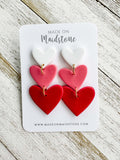 Tiered Heart Earrings - White / Pink / Red image