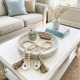 Oyster Shell Wooden Bead Garland with Tassels