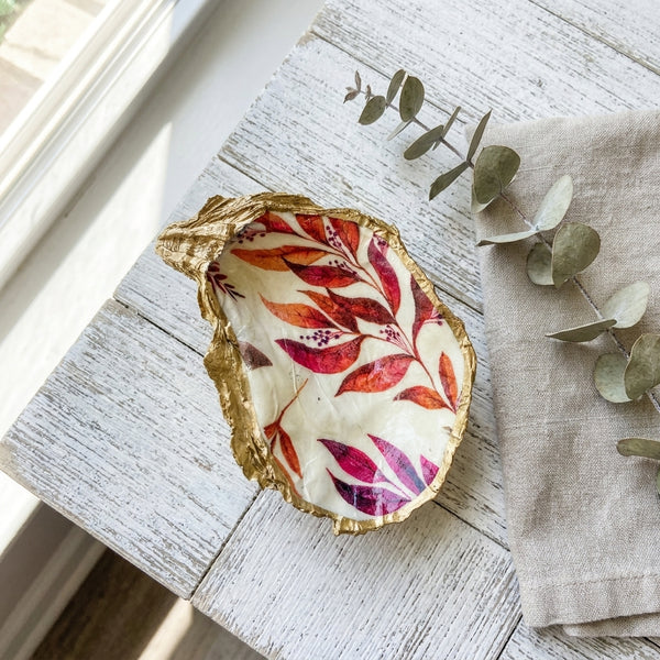 Autumn Leaves Oyster Shell Ring Dish