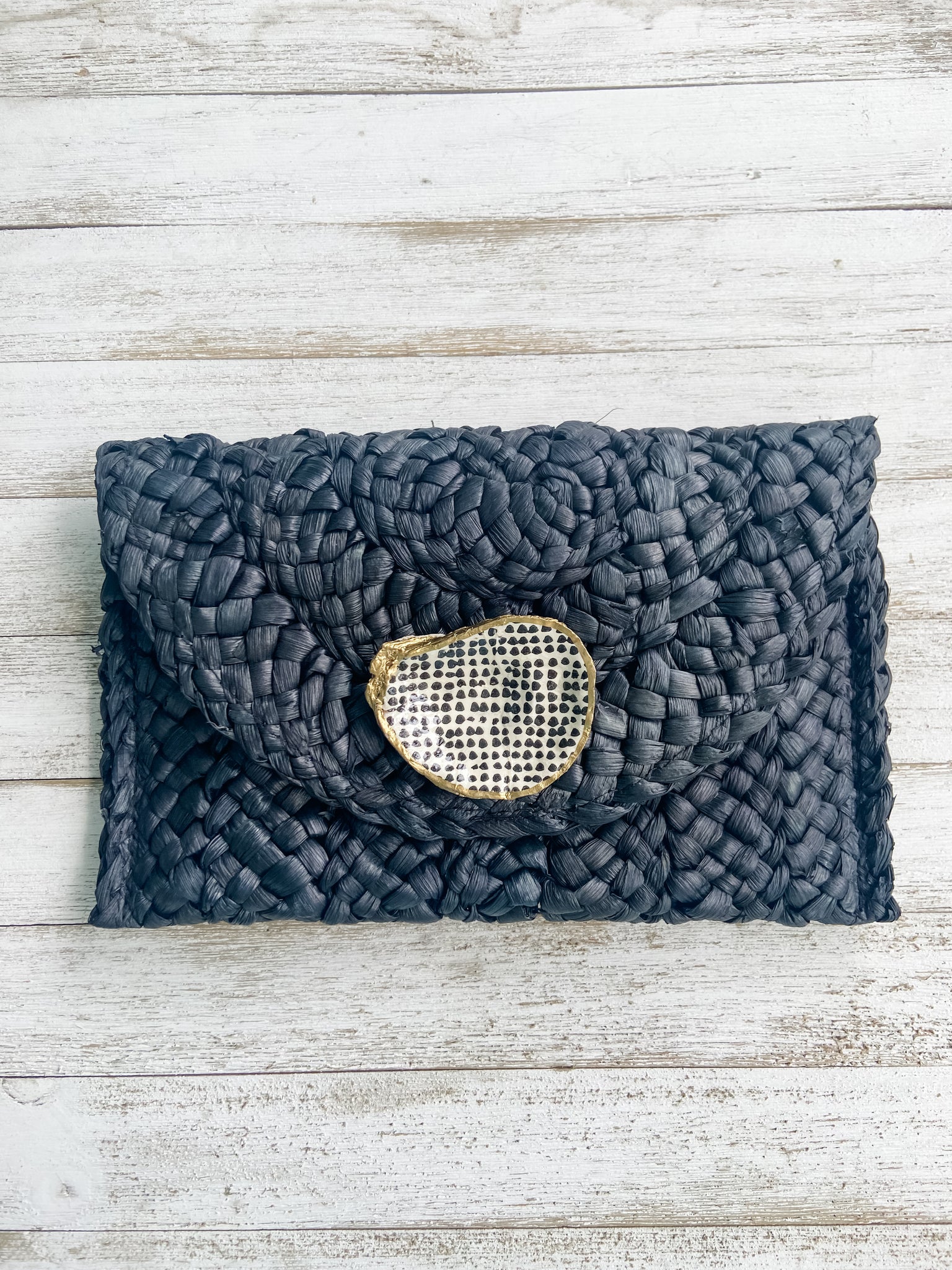 Polka Dot Oyster Shell Clutch
