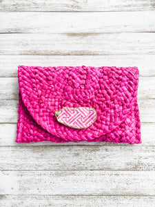 Pink Fretwork Oyster Shell Clutch
