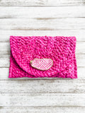 Pink Fretwork Oyster Shell Clutch