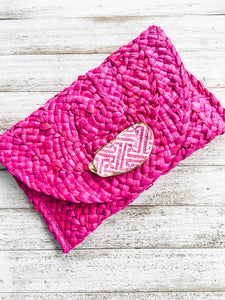 Pink Fretwork Oyster Shell Clutch