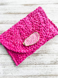 Pink Fretwork Oyster Shell Clutch