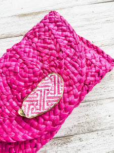Pink Fretwork Oyster Shell Clutch