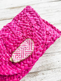Pink Fretwork Oyster Shell Clutch
