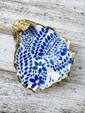 Blue and White Oyster Shell Ring Dish