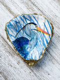 Great Blue Heron Oyster Shell Ring Dish