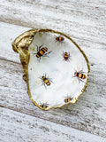 Honey Bee Oyster Shell Ring Dish