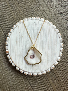 Oyster Shell Pendant Necklace - Gold Filled