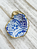 Blue and White Oyster Shell Ring Dish
