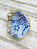 Blue and White Oyster Shell Ring Dish