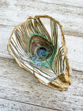 Peacock Feather Oyster Shell Ring Dish