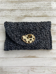 Leopard Print Oyster Shell Clutch