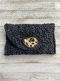 Leopard Print Oyster Shell Clutch