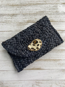 Leopard Print Oyster Shell Clutch