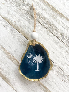 Palmetto Tree and Crescent Moon Oyster Shell Ornament
